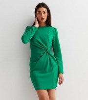 New Look Green Twist Front Long Sleeve Mini Dress
